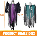 Hanging Halloween Skeleton Ghosts Decorations Grim Reapers (3 Pack)
