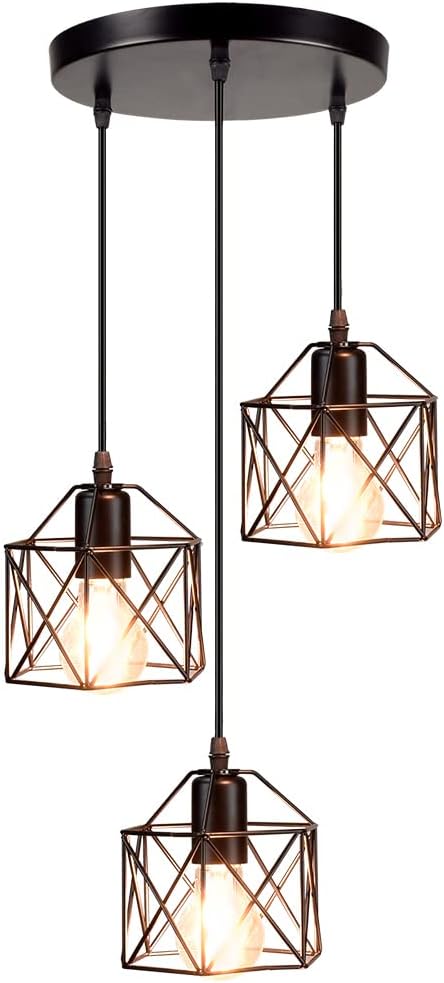 Hanging Pendant Lights Vintage 3-Lights Ceiling Lamp Industrial