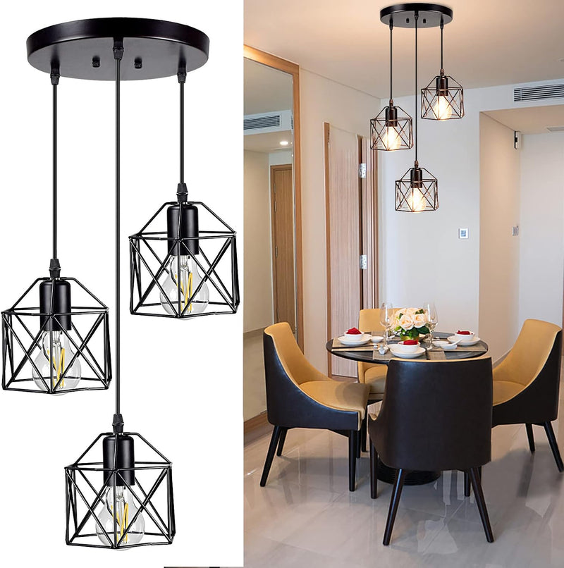 Hanging Pendant Lights Vintage 3-Lights Ceiling Lamp Industrial