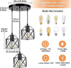 Hanging Pendant Lights Vintage 3-Lights Ceiling Lamp Industrial