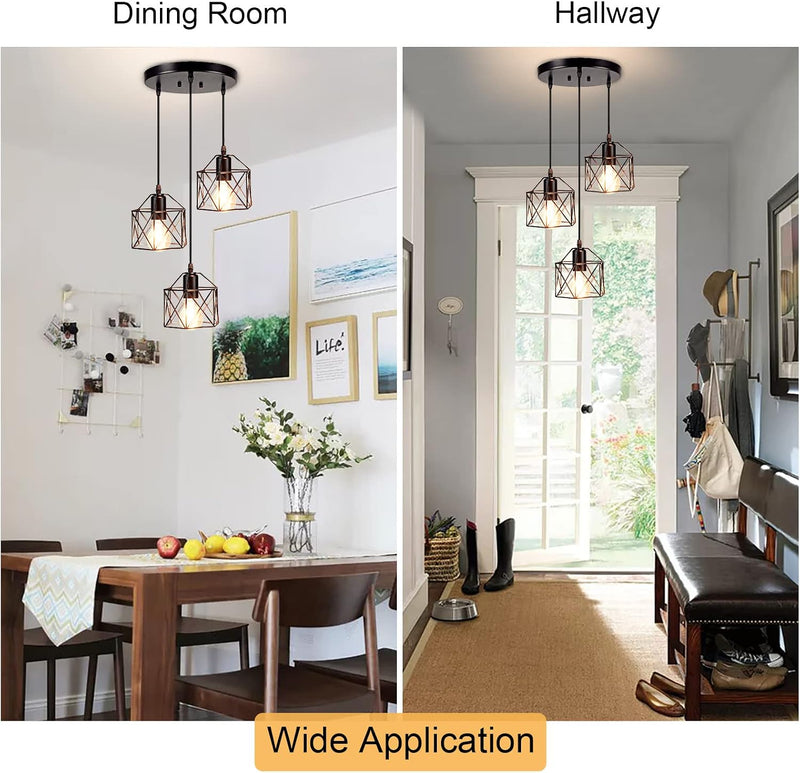 Hanging Pendant Lights Vintage 3-Lights Ceiling Lamp Industrial