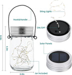 Hanging Solar Mason Jar Lights 30 LED Lanterns (6 Pack)