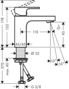 Hansgrohe Vernis Shape Basin Mixer Tap 100 Without