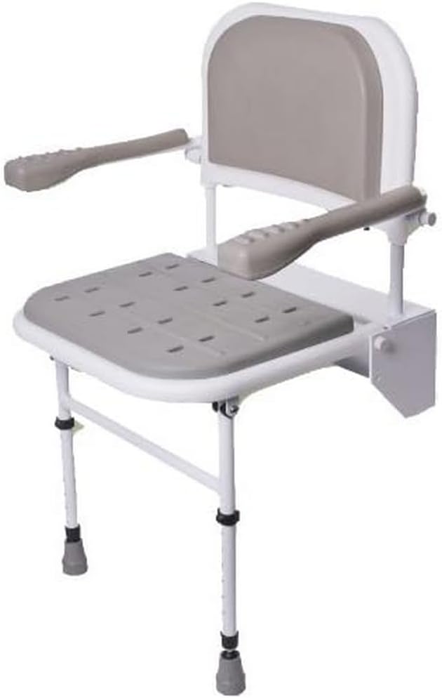 Healthcare Folding Shower Seat with Legs Padded Backrest