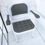 Healthcare Folding Shower Seat with Legs Padded Backrest