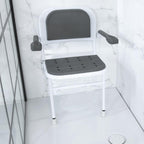 Healthcare Folding Shower Seat with Legs Padded Backrest