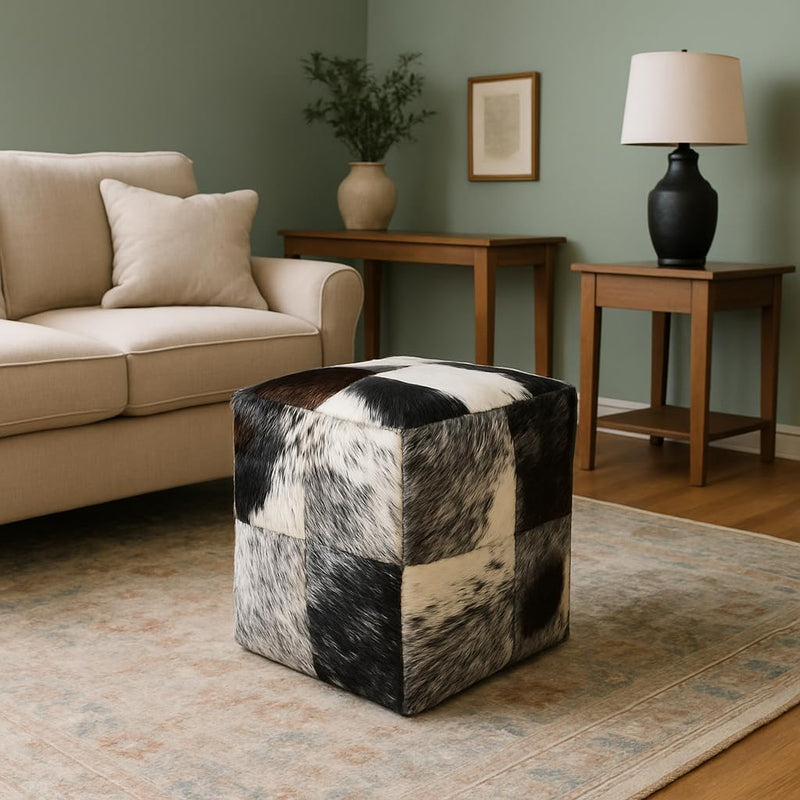 Heaven Hush Unstuffed Pouffe Cover Ottoman Handmade Hair-On