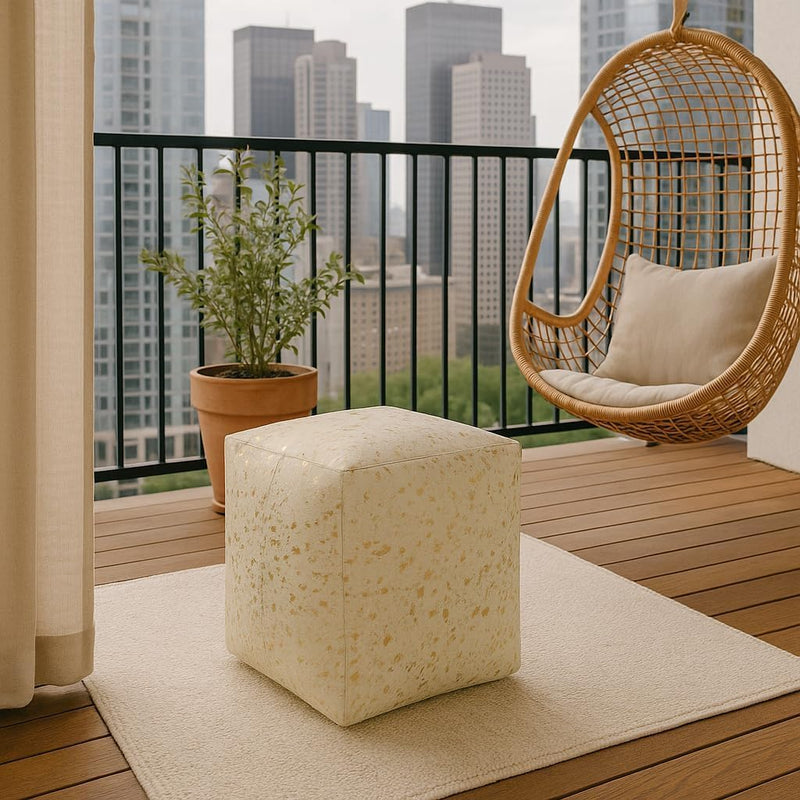 Heaven Hush Unstuffed Pouffe Cover Ottoman Handmade Hair-On