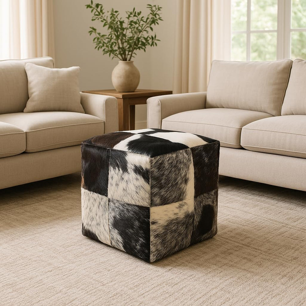 Heaven Hush Unstuffed Pouffe Cover Ottoman Handmade Hair-On