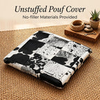 Heaven Hush Unstuffed Pouffe Cover Ottoman Handmade Hair-On