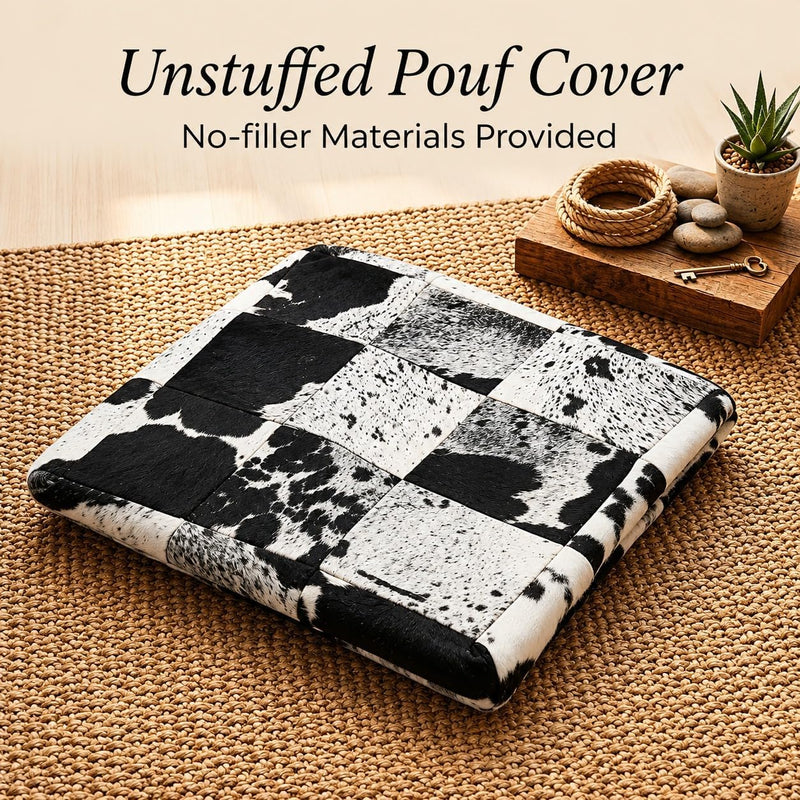 Heaven Hush Unstuffed Pouffe Cover Ottoman Handmade Hair-On