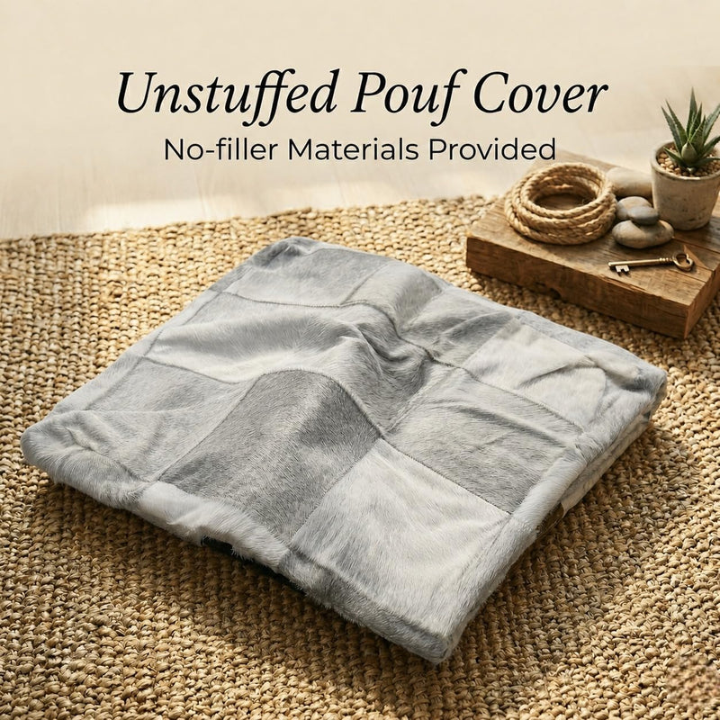 Heaven Hush Unstuffed Pouffe Cover Ottoman Handmade Hair-On