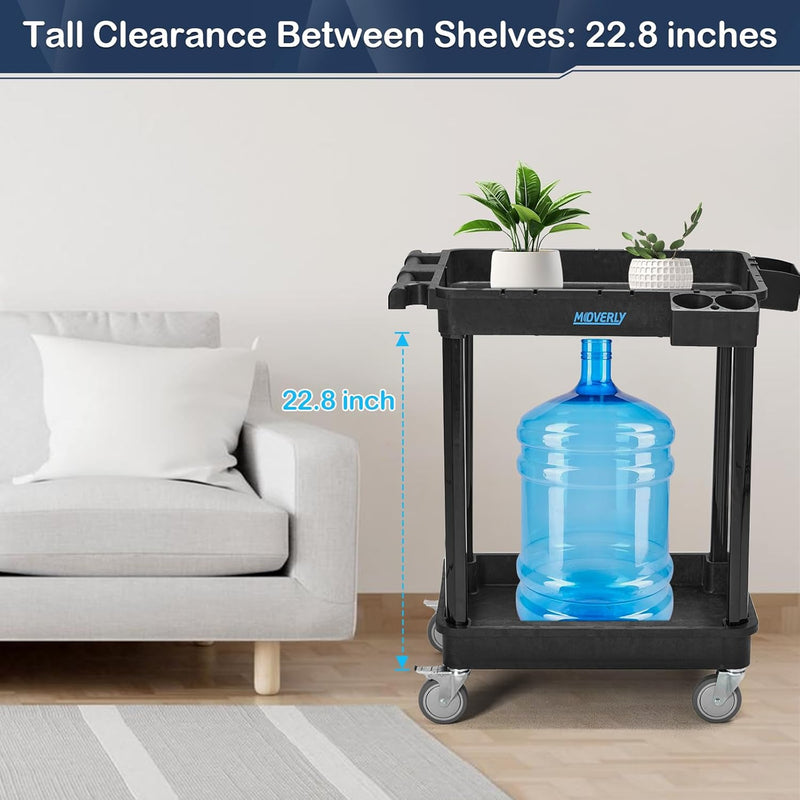Heavy Duty 2-Shelf Utility Cart 28x19 Inch 220