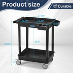 Heavy Duty 2-Shelf Utility Cart 28x19 Inch 220