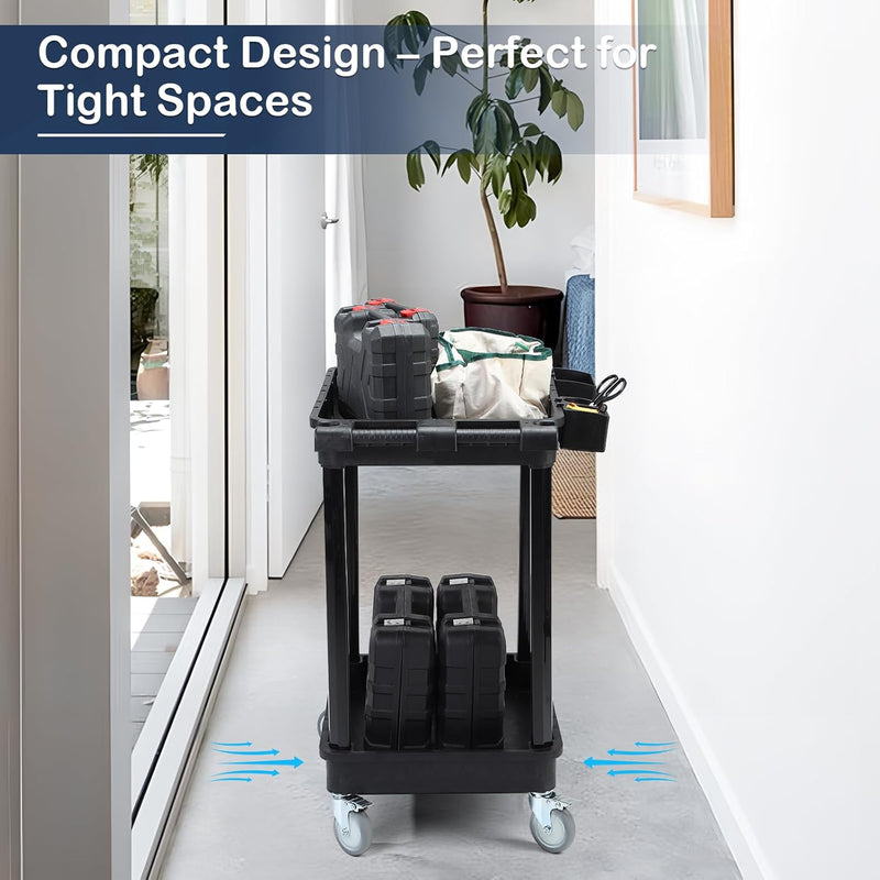 Heavy Duty 2-Shelf Utility Cart 28x19 Inch 220