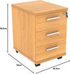 Heavy Duty 3 Drawer Mobile Pedestal Storage Cabinet
