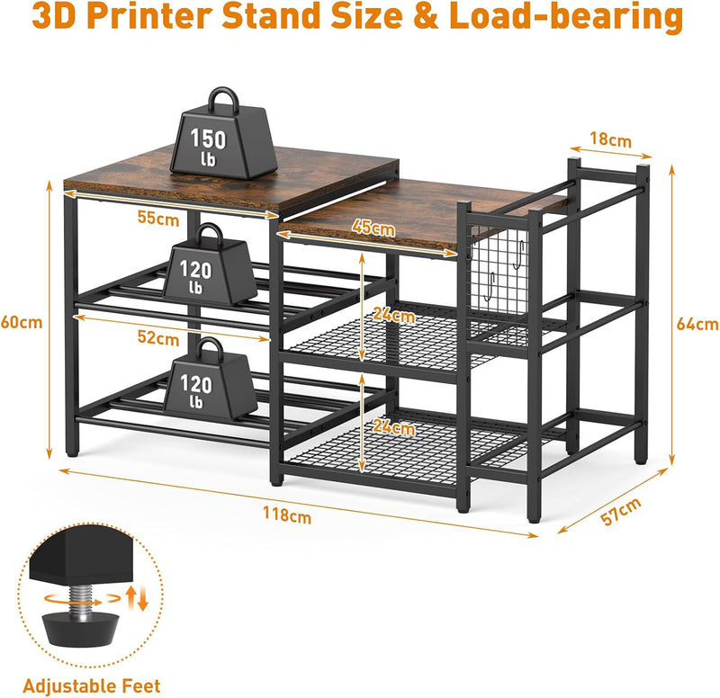 Heavy Duty 3d Printer Table with Filament Storage