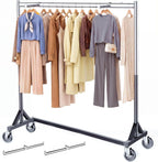 Heavy-Duty Adjustable Z-Base Clothes Rail with Lockable Wheels