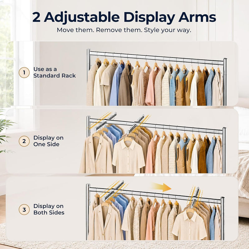 Heavy-Duty Adjustable Z-Base Clothes Rail with Lockable Wheels