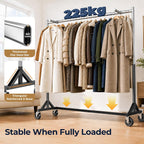 Heavy-Duty Adjustable Z-Base Clothes Rail with Lockable Wheels