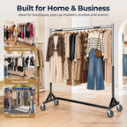 Heavy-Duty Adjustable Z-Base Clothes Rail with Lockable Wheels