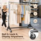 Heavy-Duty Adjustable Z-Base Clothes Rail with Lockable Wheels