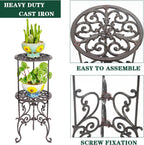 Heavy Duty Cast Iron Potted Plant Stand 19.3-Inch