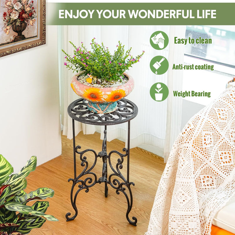 Heavy Duty Cast Iron Potted Plant Stand 19.3-Inch
