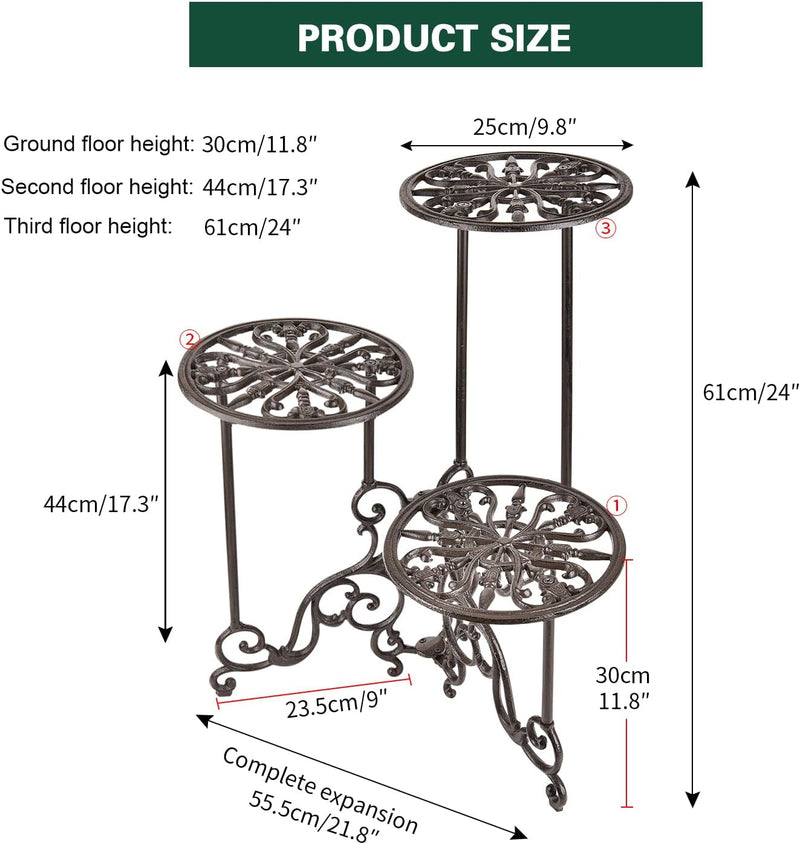 Heavy Duty Cast Iron Potted Plant Stand Garden