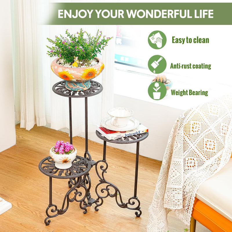 Heavy Duty Cast Iron Potted Plant Stand Garden