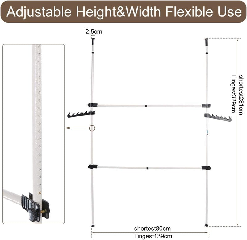 Heavy Duty Clothes Rack 4 Poles 6 Bars