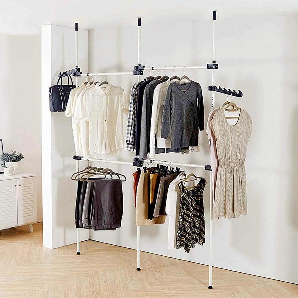 Heavy Duty Clothes Rack 2 Poles 2 Bars