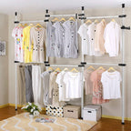 Heavy Duty Clothes Rack 4 Poles 6 Bars