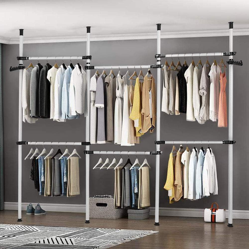 Heavy Duty Clothes Rack 4 Poles 6 Bars
