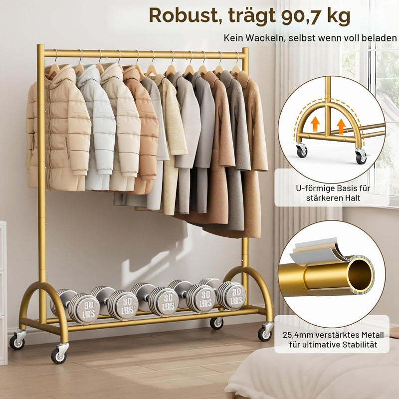 Heavy Duty Clothes Rack on Wheels for Bedroom