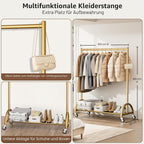 Heavy Duty Clothes Rack on Wheels for Bedroom