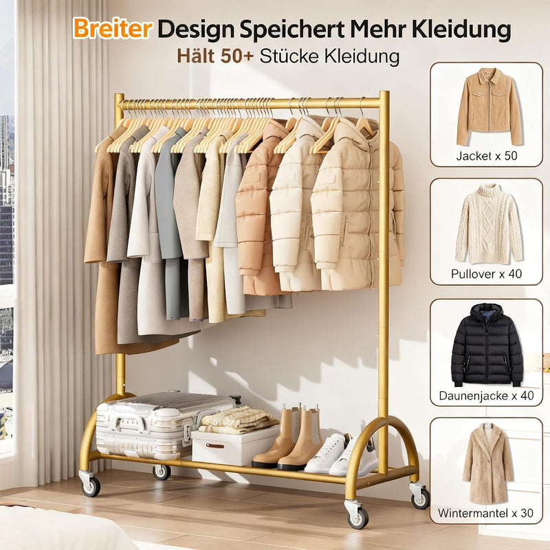 Heavy Duty Clothes Rack on Wheels for Bedroom