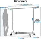 Heavy Duty Clothes Rail 136KG Capacity Extendable Hanging
