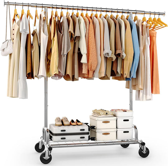 Heavy Duty Clothes Rail 136KG Capacity Extendable Hanging