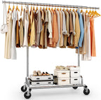 Heavy Duty Clothes Rail 136KG Capacity Extendable Hanging