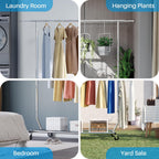 Heavy Duty Clothes Rail 136KG Capacity Extendable Hanging