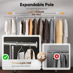 Heavy Duty Clothes Rail 136KG Capacity Extendable Hanging