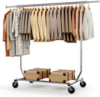 Heavy Duty Clothes Rail 136KG Capacity Extendable Hanging