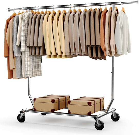 Heavy Duty Clothes Rail 136KG Capacity Extendable Hanging