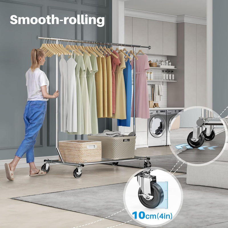 Heavy Duty Clothes Rail 136KG Capacity Extendable Hanging