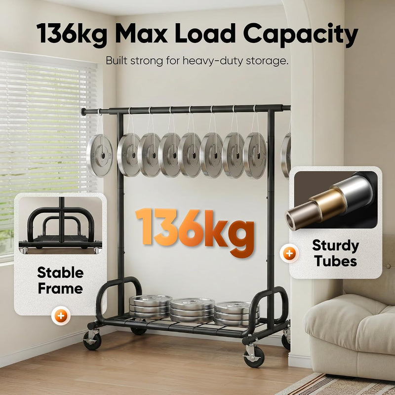 Heavy Duty Clothes Rail 136KG Capacity Extendable Hanging