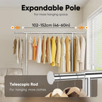 Heavy Duty Clothes Rail 136KG Capacity Extendable Hanging
