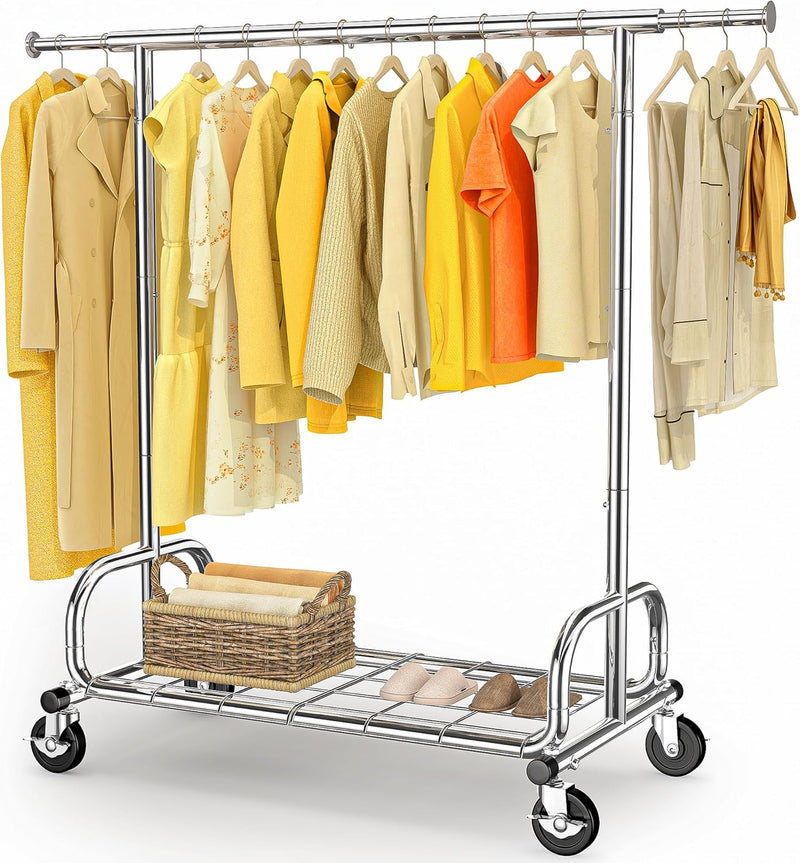 Heavy Duty Clothes Rail 136KG Capacity Extendable Hanging