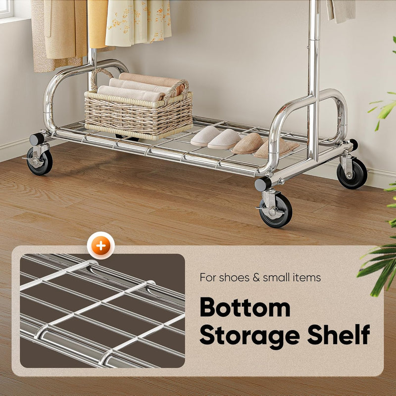 Heavy Duty Clothes Rail 136KG Capacity Extendable Hanging