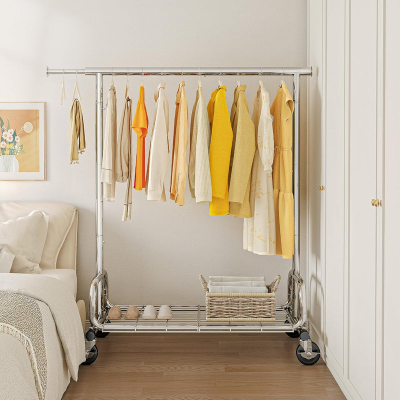Heavy Duty Clothes Rail 136KG Capacity Extendable Hanging